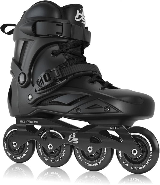 High-Performance Inline Skates for Men & Women - Ankle Support, Aluminum Frame | Smooth Ride on Asphalt & Indoor Fitness, Black
