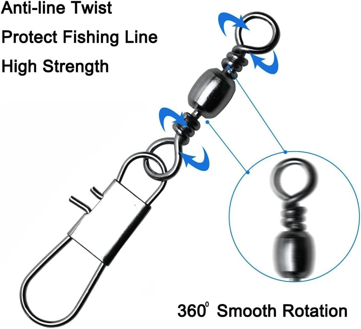 Fishing Barrel Swivel - High Strength Stainless Steel Snap Swivel for Saltwater & Freshwater | 50/230pcs, 26-137LB