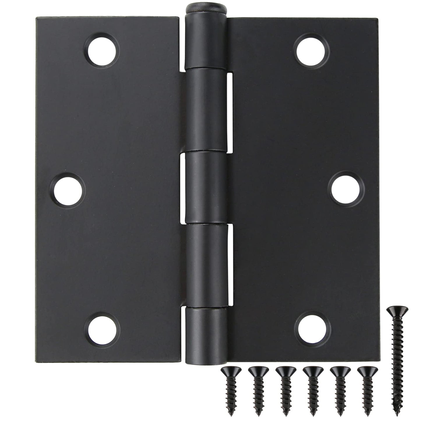 18 Pack 3 1/2 Inch Matte Black Door Hinges 3.5" Interior Square Iron Bifold Silver Standard Residential 3 ½"Satin Nickels Hinge for Doors Hardware Kit Tool Office Bedroom Study Living Room Decor