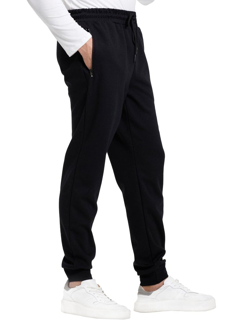 DITOK Men's Sweatpants with Zipper Pockets, Fleece Tapered Sweatpants for Mens Joggers, Lightweight Mens Athletic Sweat Pants for Workout, Jogging, Running, Black