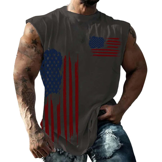 Generic 4th of July Tank Tops for Men American Flag Tank Top USA Patriotic Muscle Shirt Sleeveless Summer Big and Tall Workout Gym Tanks Funny Graphic Independence Day Casual Shirts Dark Gray M