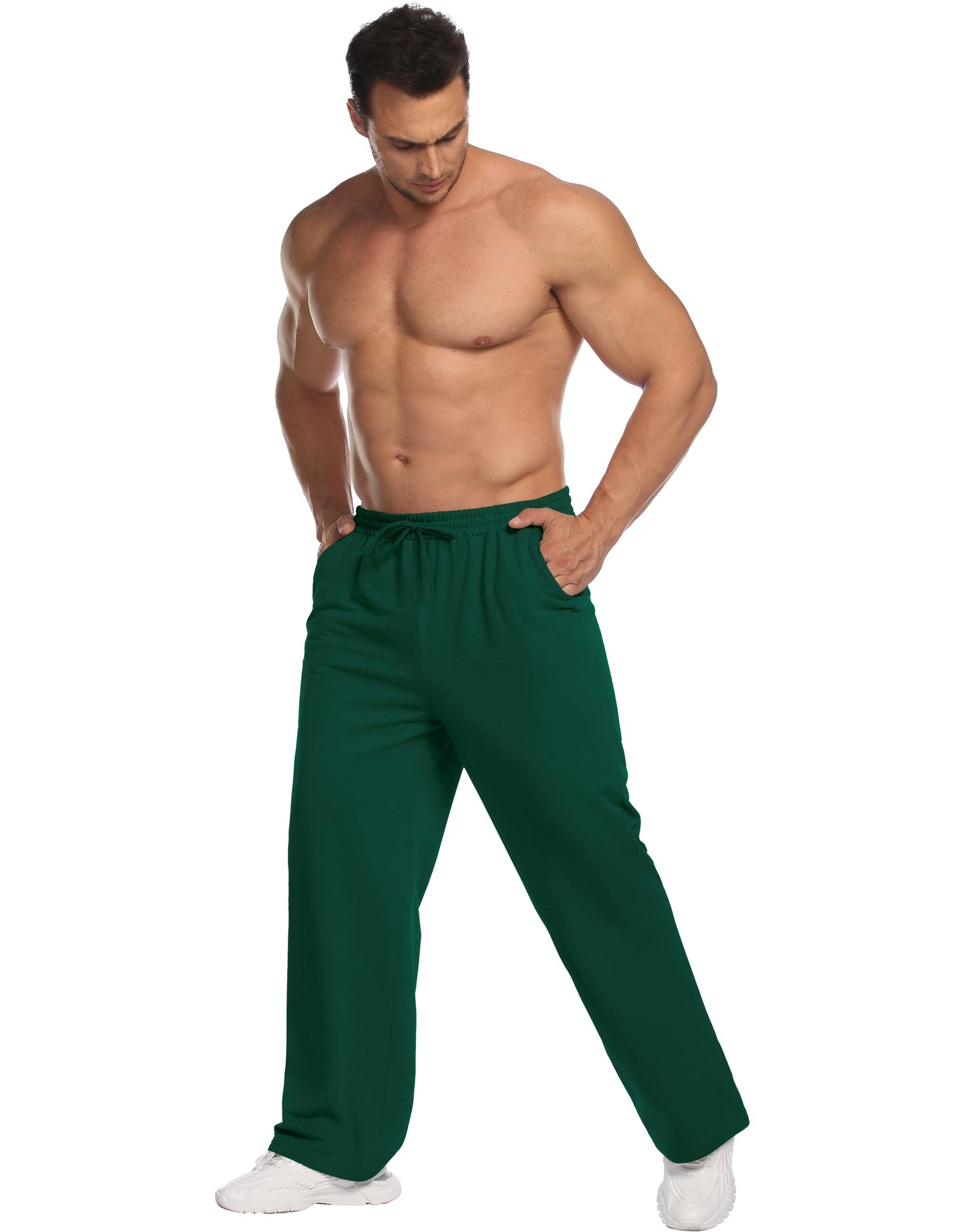 Deyeek Men's Lightweight Sweatpants Open Bottom Baggy Sweat Pants Mens Adult Straight Leg Joggers Sweatpants with Pockets