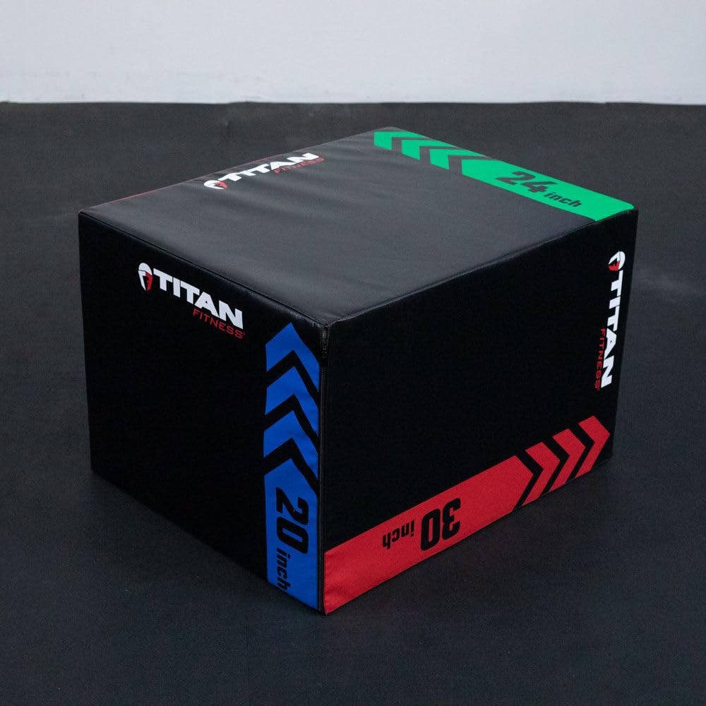 Titan Fitness Heavy Foam Plyometric Box, 20in 24in 30in, 3-in-1 Pro-Duty HIIT Exercise Foam Plyo Box, Step-Up, Box Squat, Home Garage Gym Training