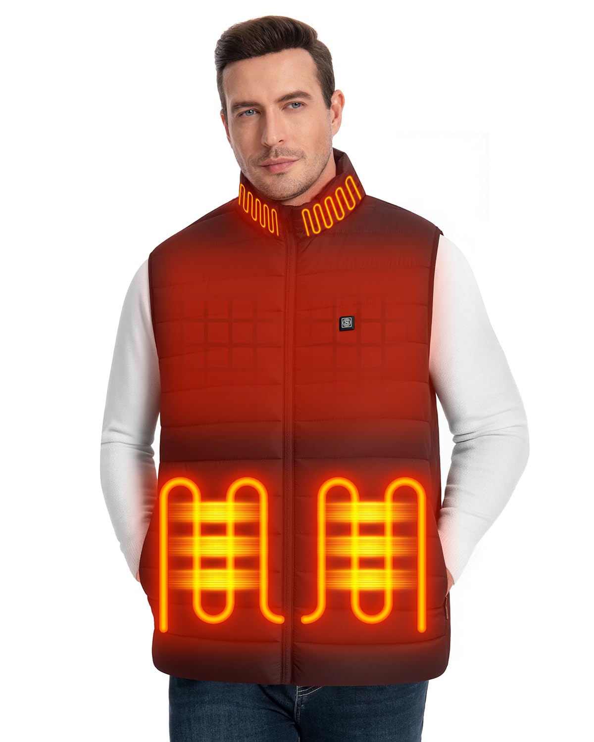 SIMQELLI Men's Lightweight Heated Vest, 3 Heating Levels 4 Heating Zones Outdoor Recreation Vests for Men Women with 10000mAh Battery Pack (M,Black)