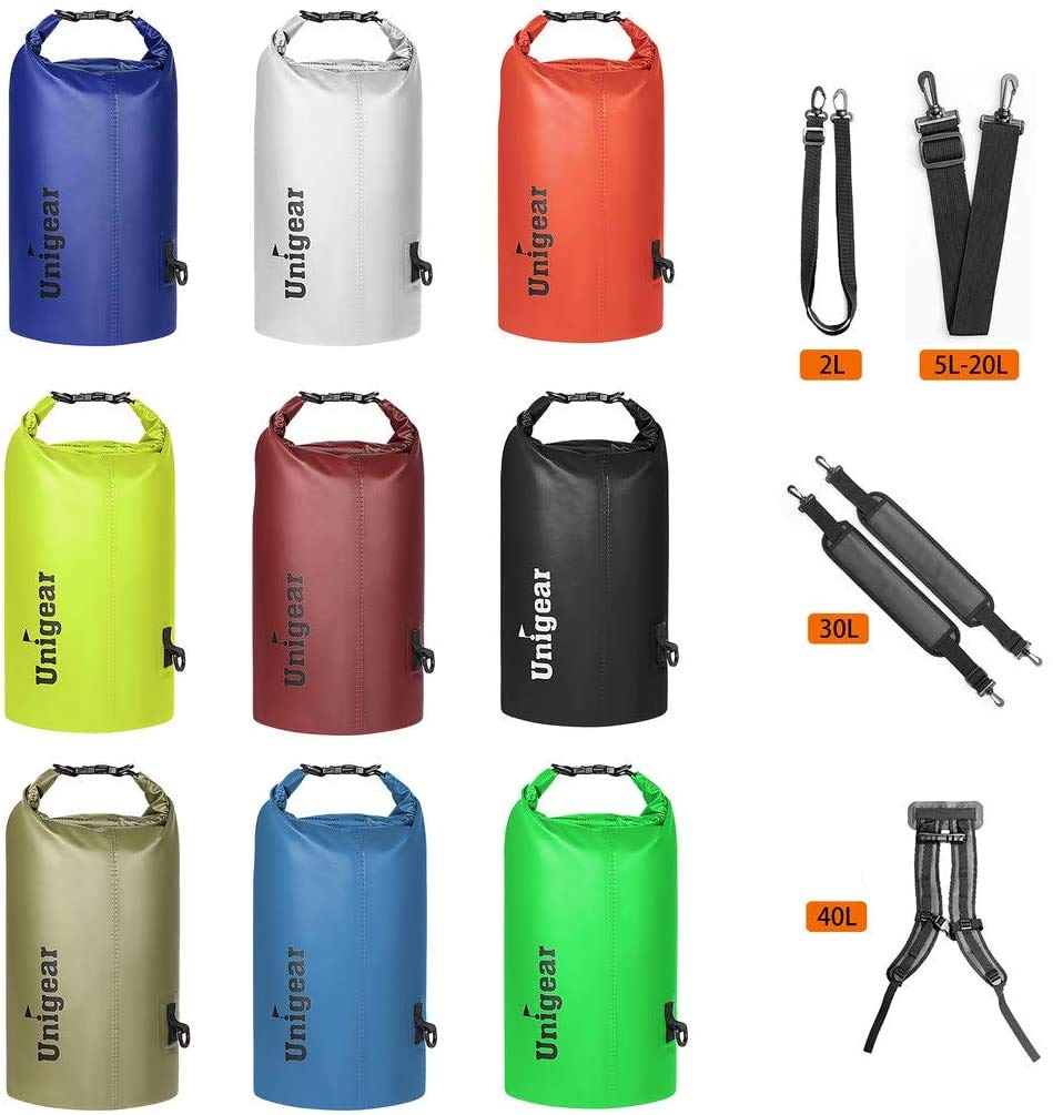 Unigear Dry Bag Waterproof, Floating and Lightweight Bags for Kayaking, Boating, Fishing, Swimming and Camping with Waterproof Phone Case (Black, 5L)