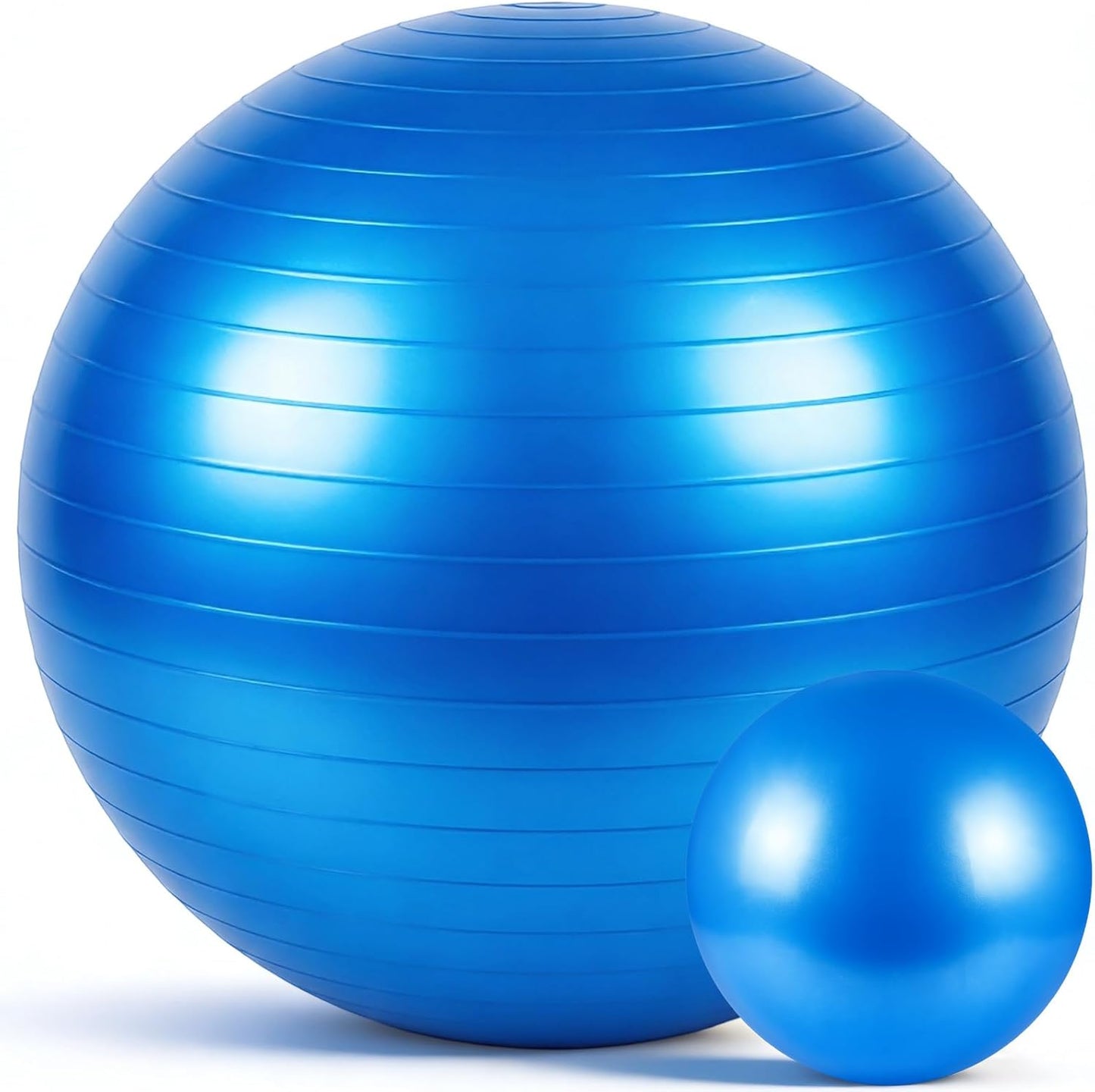 Exercise Ball Set - Yoga & Pilates Stability Balls for Pregnancy | Anti-Burst 23-26 Inch & 9 Inch with Foot Pump for Home, Office & Gym
