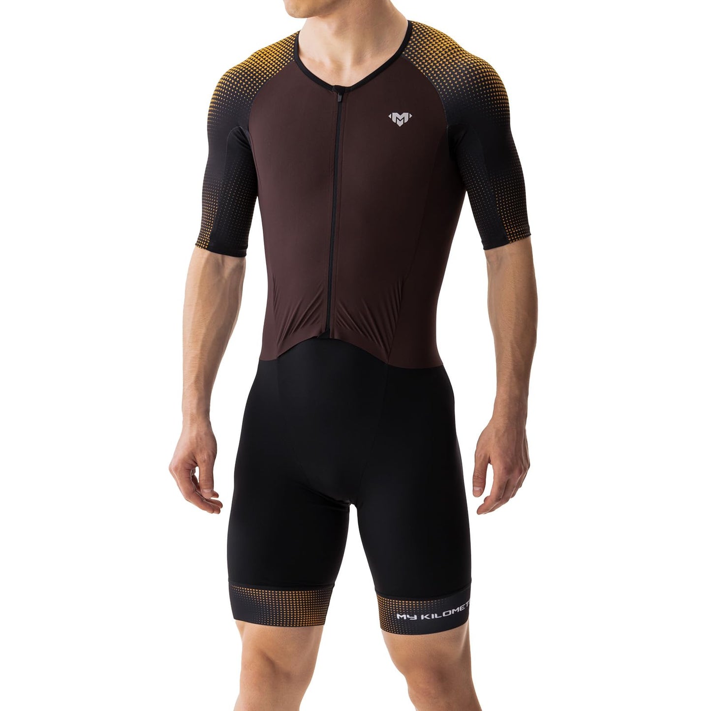 MY KILOMETRE Men’s Triathlon Suits Short Sleeve Tri Suit Racing Triathlon Suit – Quick Dry, Padded, Zipper Pocket