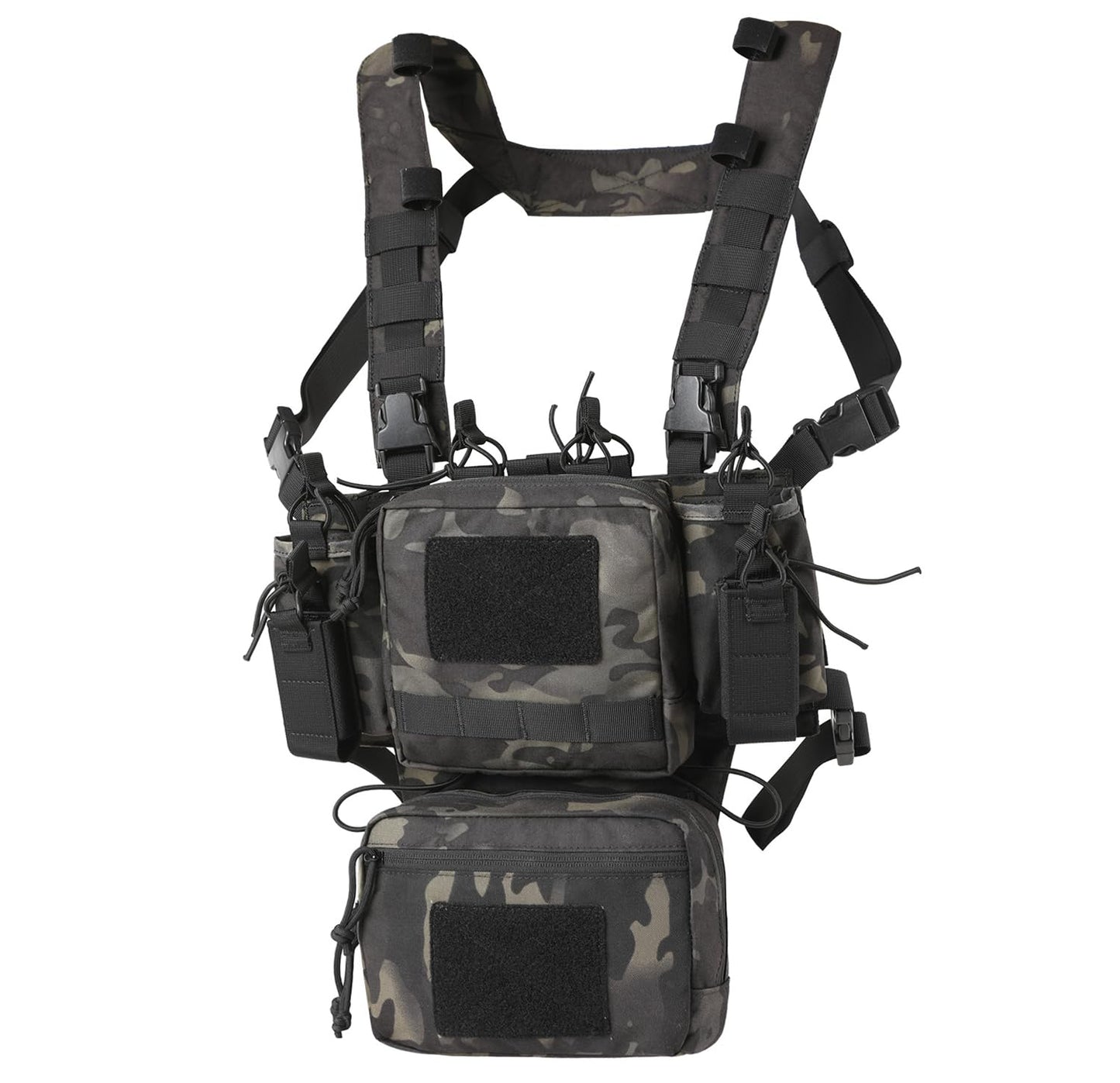 VOTAGOO GEAR Chest Rig-Tactical Chest Rig, Adjustable & Detachable Molle Micro Chest Rigs, with 5.56/7.62 Magazine Pouch, Pistol Pouch