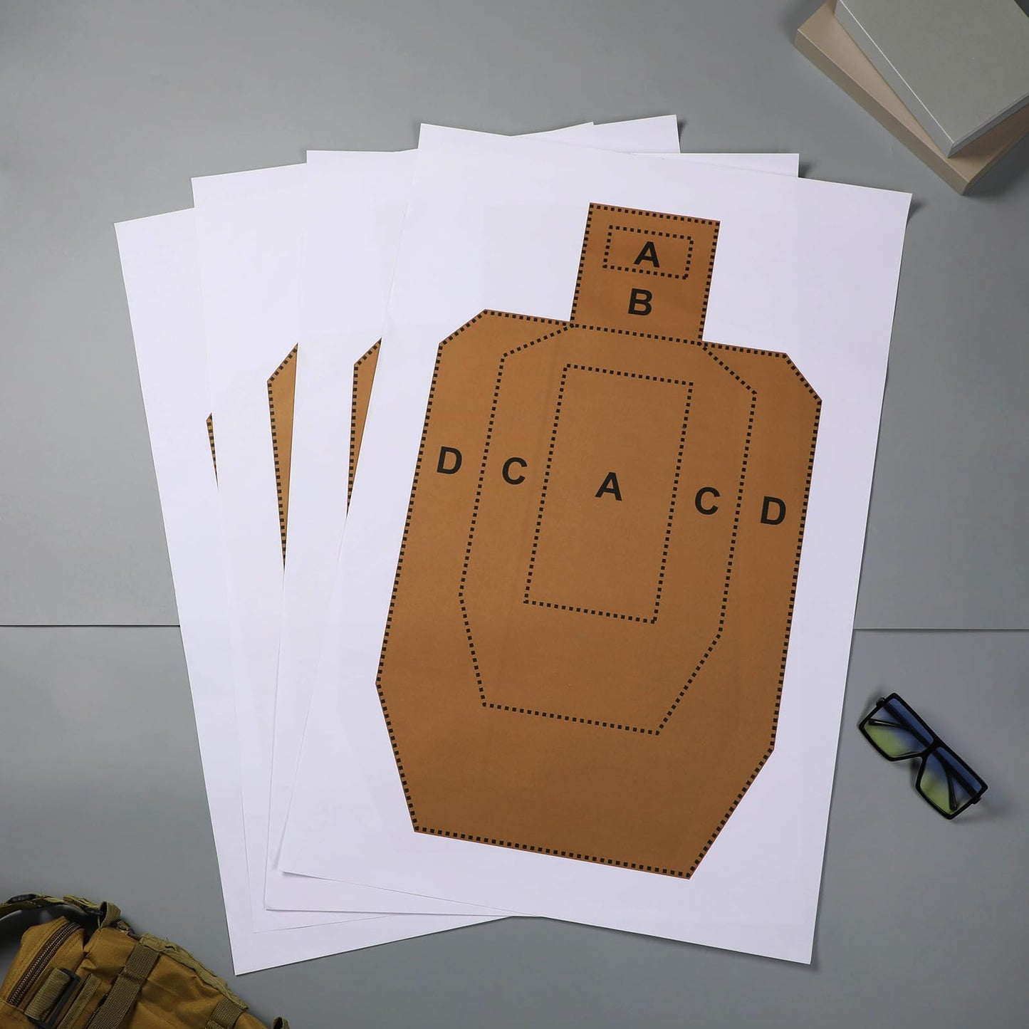AmazingSpark 50 Pack IPSC/USPSA Practice Paper Shooting Targets 23" x 35" Silhouette Tactical Paper Target for Training Competition Torso for Handgun Pistol Rifle Shooting Range