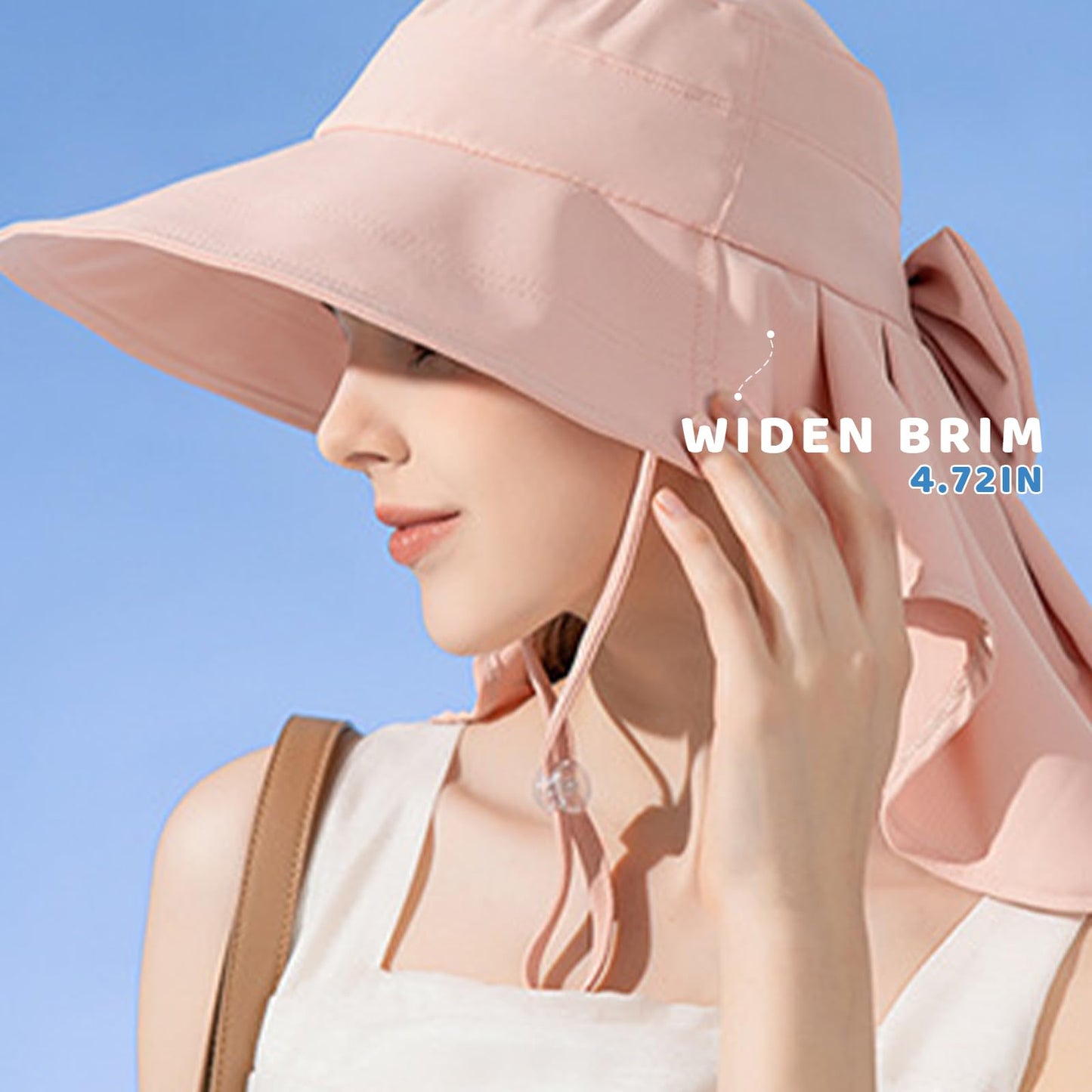 Chasenew Summer Sun Hat Neck Flap Cover UV Protection Wide Brim Fishing Hiking Hat Foldable Women Ponytail Safari Beach Outdoor Cyan