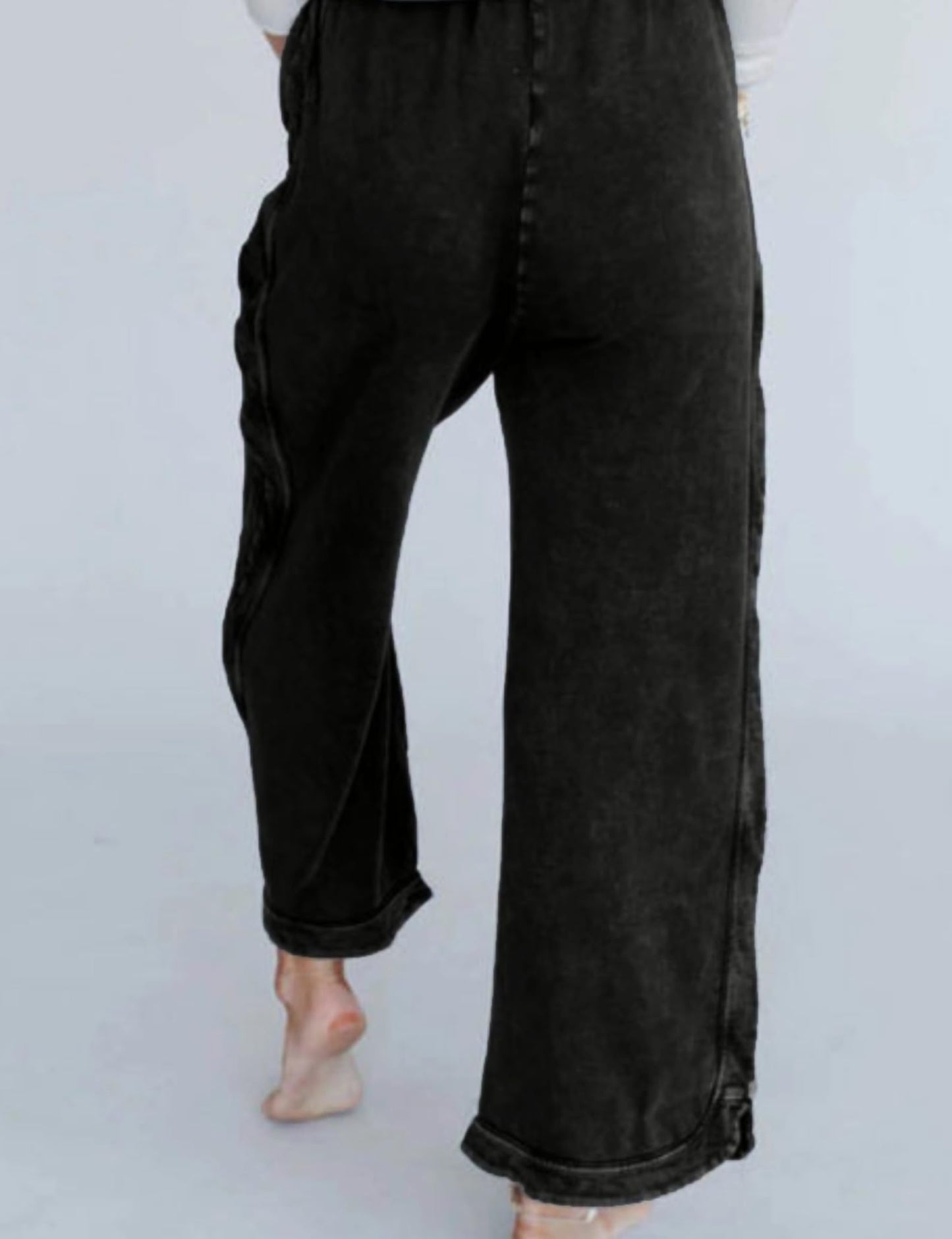 Malajisi Women's Casual Wide Leg Pants High Waist Drawstring Sweatpants Baggy Athletic Trousers with Pockets(Black,M)