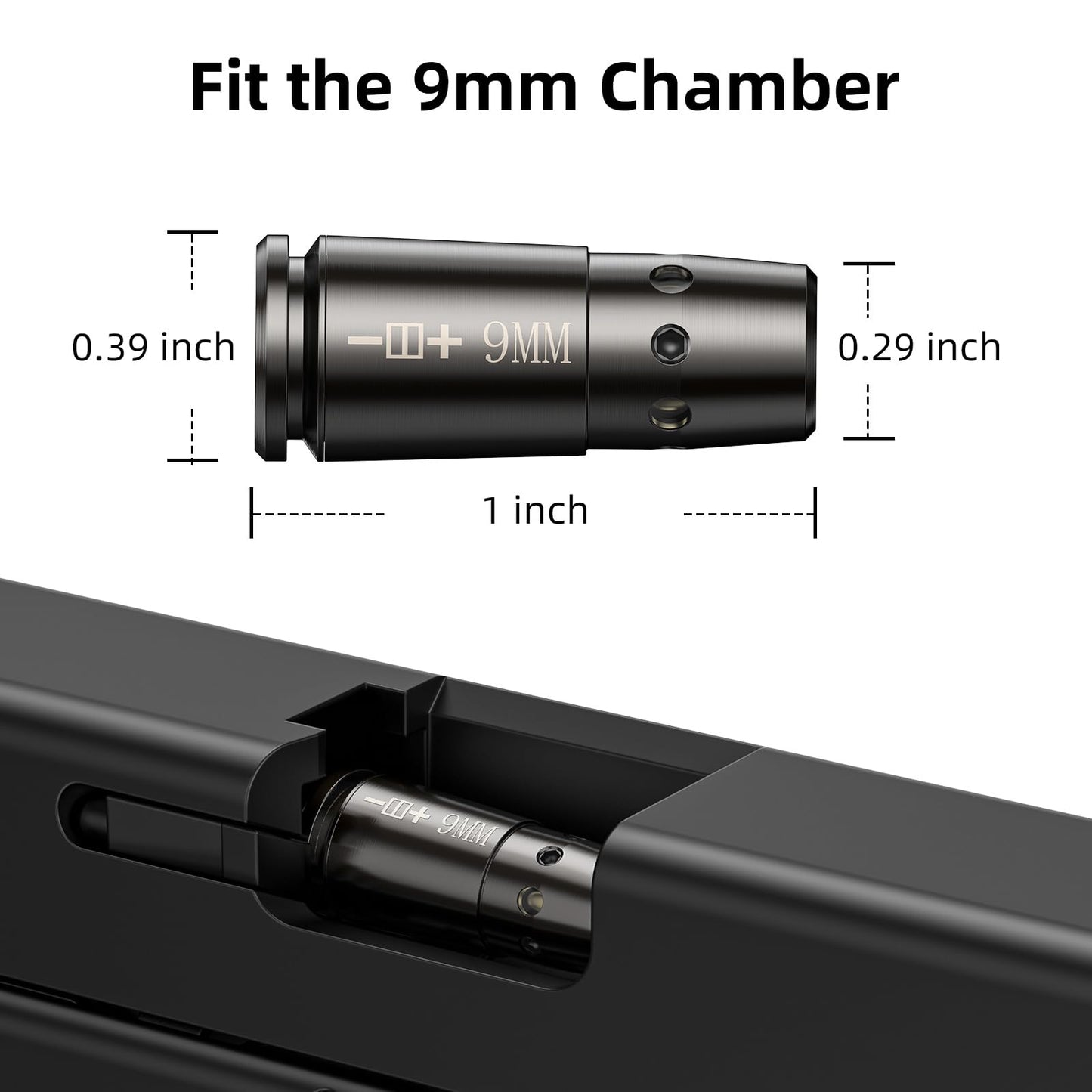 EZshoot 9mm Laser Bore Sighter 9 mm Red Laser Bore Sight with 9 pcs Batteries and Portable Tin Case