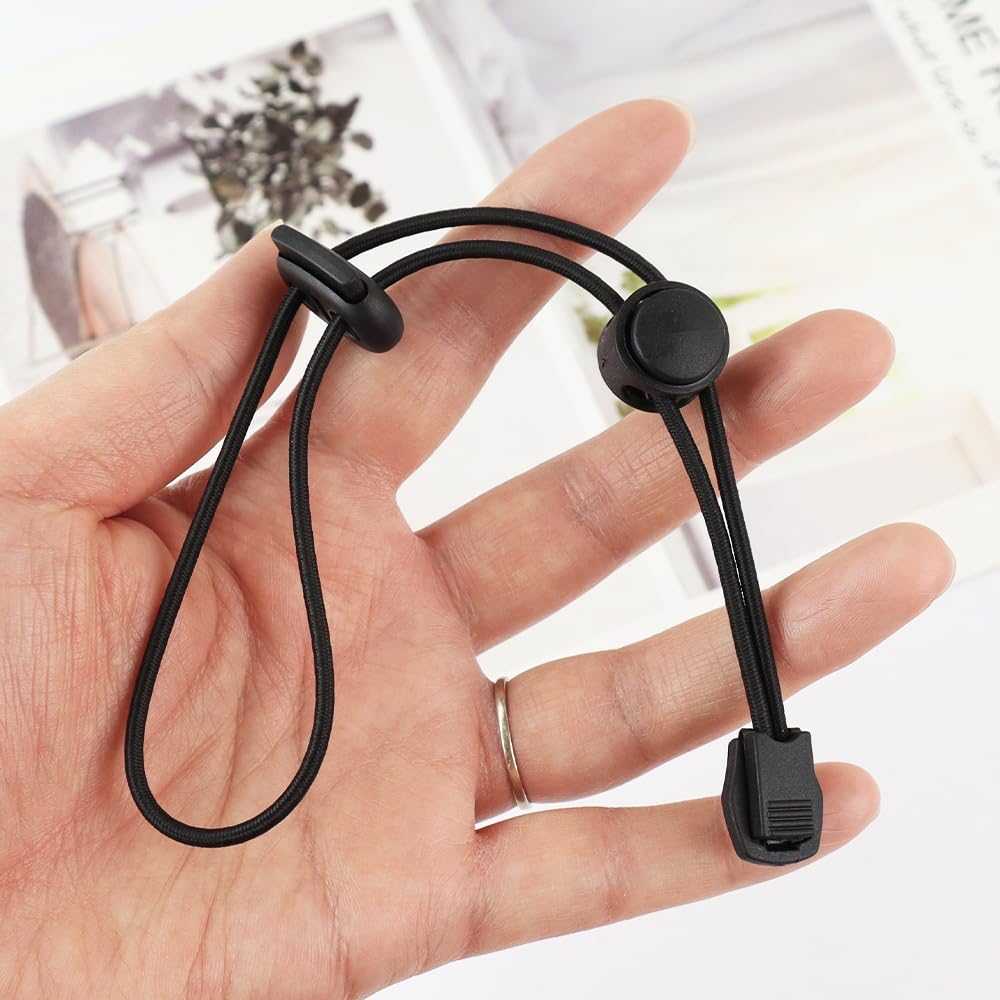 10pcs Backpack Hiking Poles Holder, Adjustable Elastic Rope Lanyard, Walking Stick Fixing Buckle, Outdoor Quiver Straps (Black)