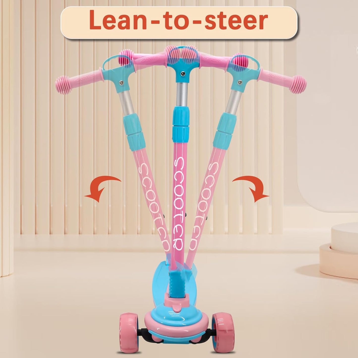 3 Wheels Kick Scooter for Kids & Teens - Extra Wide Deck, 4 Adjustable Heights | Foldable Handlebar, LED Flashing Lights