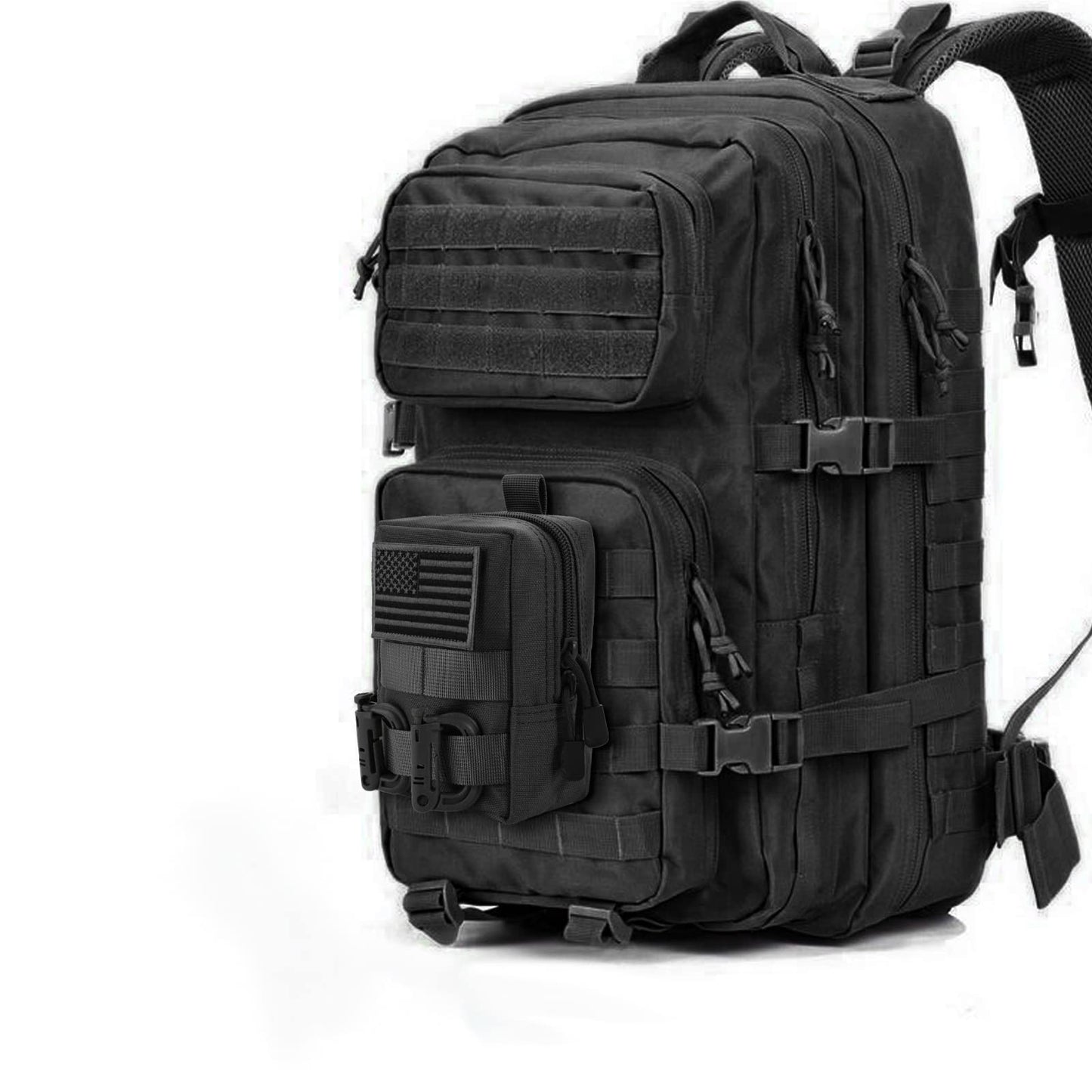 FRTKK 2 Pack Molle Pouches - Tactical Compact Water-Resistant EDC Pouch Small Utility Pouch Bags (Patch Included) (2 Pack-Black)