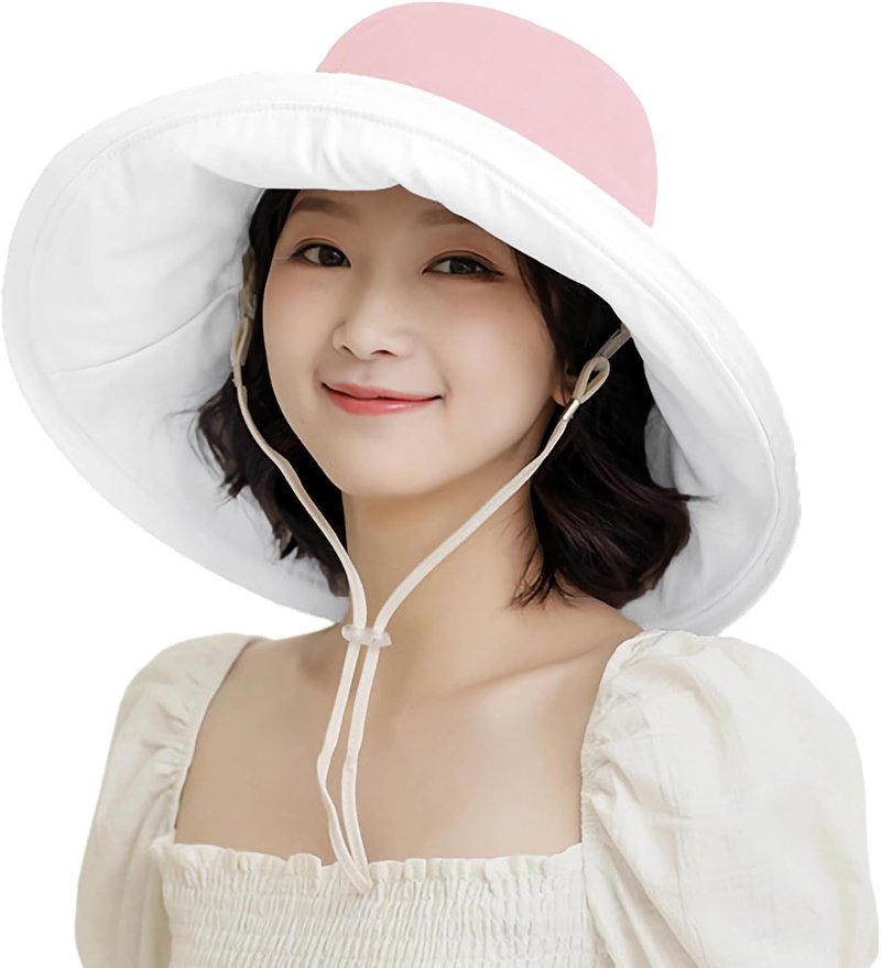 Summer Sun Hat for Women - Wide Brim Reversible Floral Beach Bucket Hat | UV Protection, Foldable Travel Design