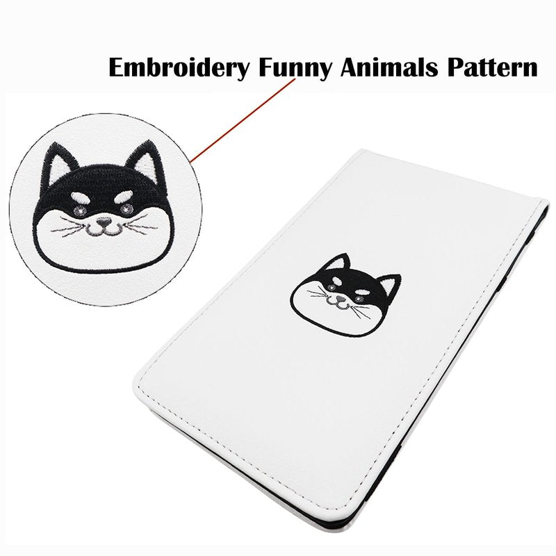 Gbourly Golf Scorecard Yardage Book Holder Cover PU Leather Funny Animals Golf Accessories Including a Pencil and Two Scorecards (Lucky Cat)