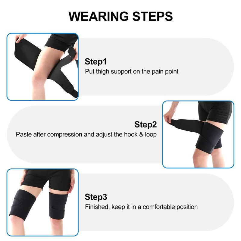 supregear Thigh Wraps Support, 2-Pack Non-Slip Compression Thigh Sleeve Hamstring Quad Wrap Adjustable Neoprene Upper Leg Brace Leg Slimmer for Women Men Pulled Groin Muscle, Quadriceps, Black, XL