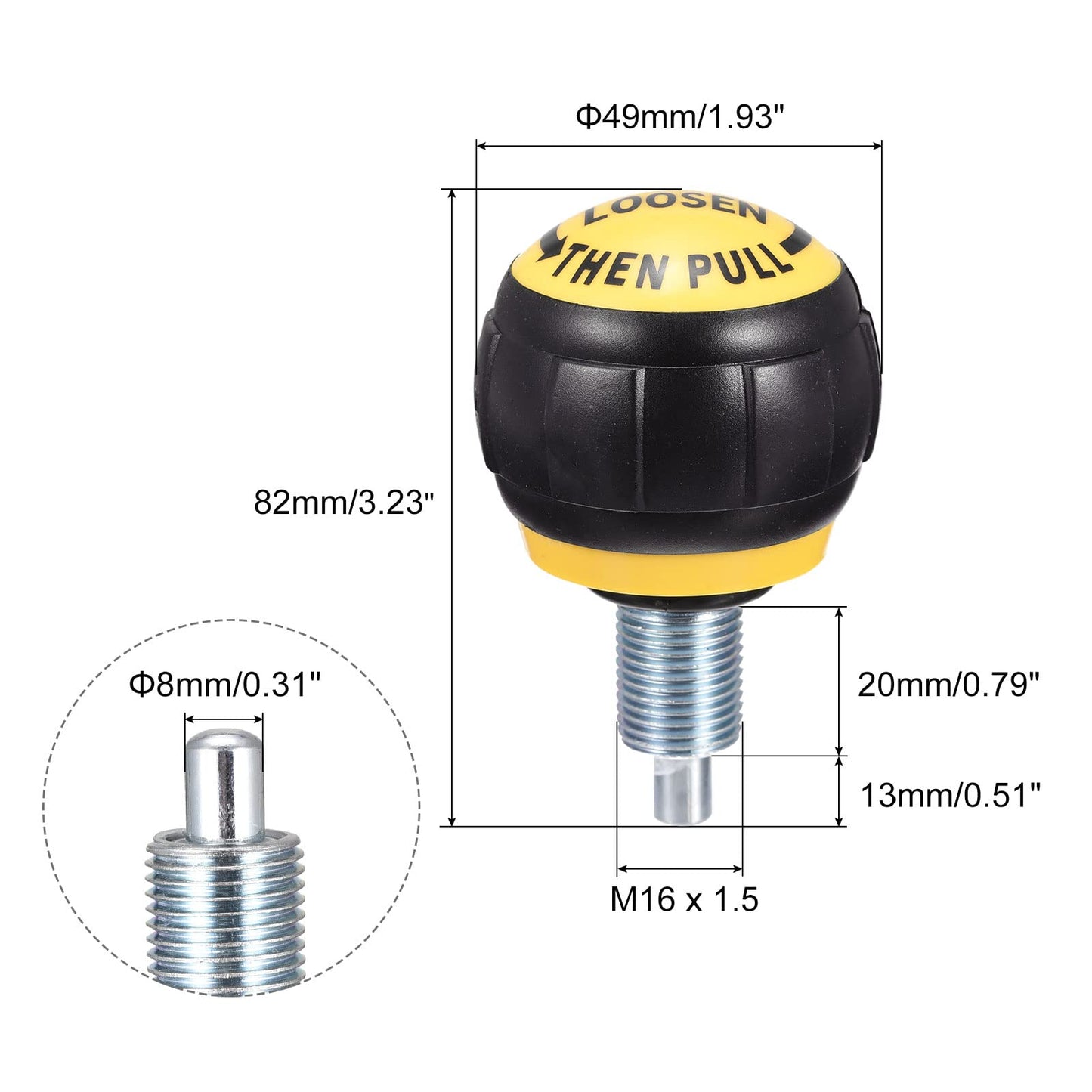 uxcell M16 Fitness Adjustment Knob Replacement Parts for Home Fitness Height Adjustment Screws Equipment Black Yellow