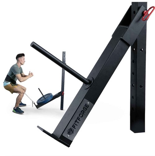 FitForge Belt Squat Attachment for Rack - Space Saving Power Rack Squat Stand Attachment - Power Cage Squat Rack Add On for Home Gym, Compatible with All Hole Plates, Fits 3x3 Racks (No Belt Included)