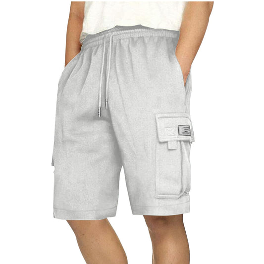 Generic Cargo Shorts for Men Stretch Waist Casual Shorts Summer Cotton Shorts Workout Gym Shorts Outdoor Hiking Shorts with Pockets White, Large