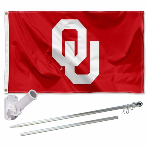 College Flags & Banners Co. University of Oklahoma Flag and Pole Bracket Mount Bundle