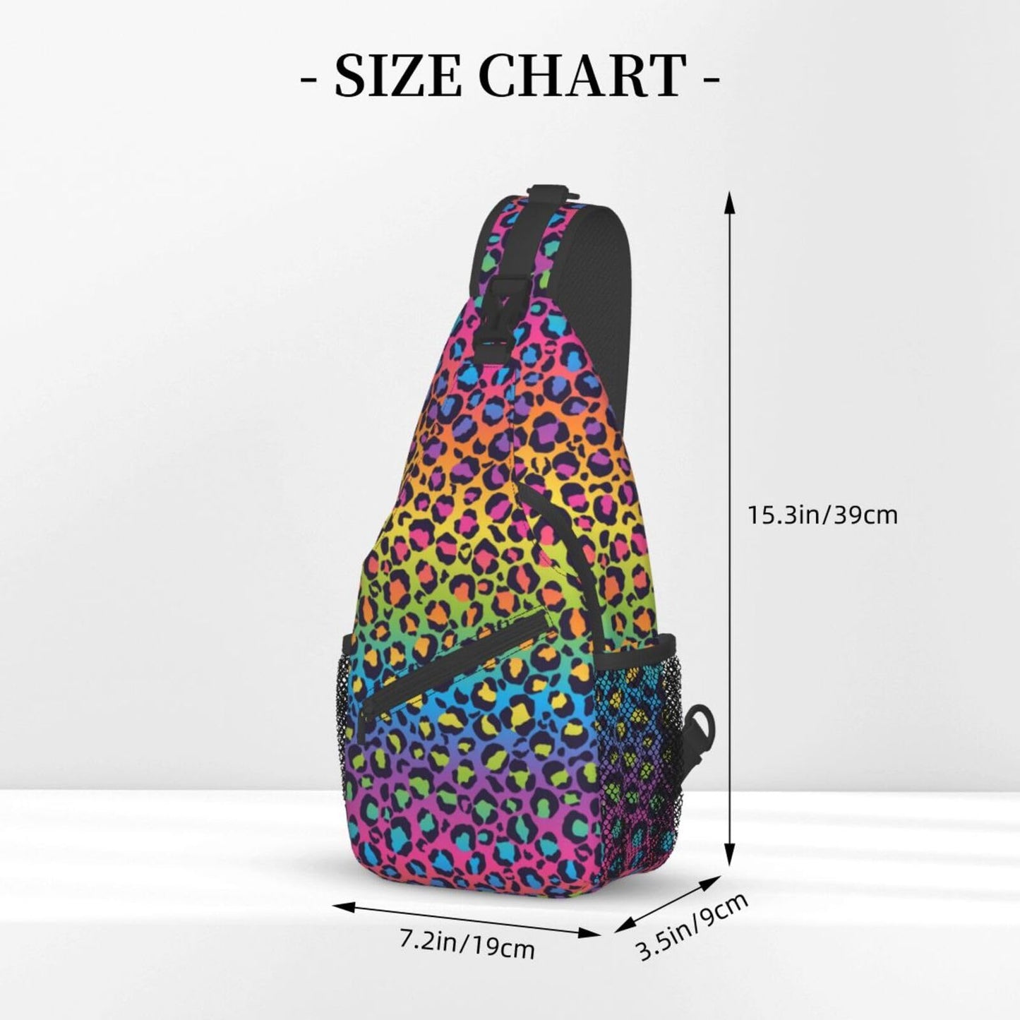 SURERUIM Rainbow Leopard Print Sling Bag for Women Men Crossbody Shoulder Backpack Colorful Leopard Natural Fur Texture Wildlife Animal Skin Chest Bags Cute Cheetah Print Travel Hiking Daypack