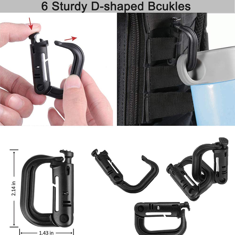 Molle Accessories Kit of 30 Attachments for 1" Webbing Molle Bag Tactical Backpack Vest Belt, Molle Attachments with Molle Pouches D-Ring Grimloc Locking Gear Clip Web Dominator Elastic Strings Buckle