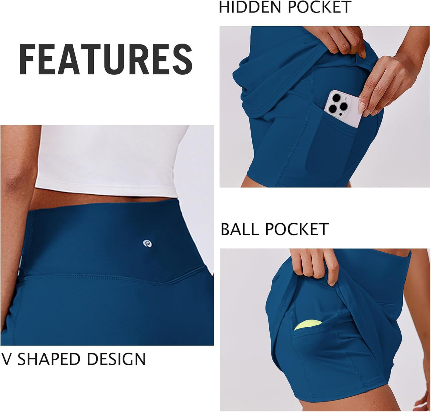 Womens Tennis Skirt - High Waisted Golf Skort with 2 Pockets | Stretchy Athletic Skirts for Workout, Pickleball, Running