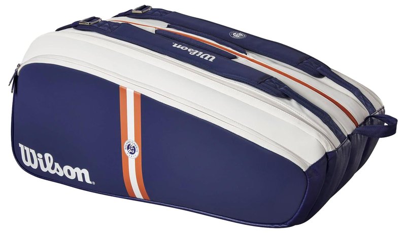 Wilson Roland Garros Super Tour Tennis Racket Bag - Navy/White, Holds up to 15 Rackets