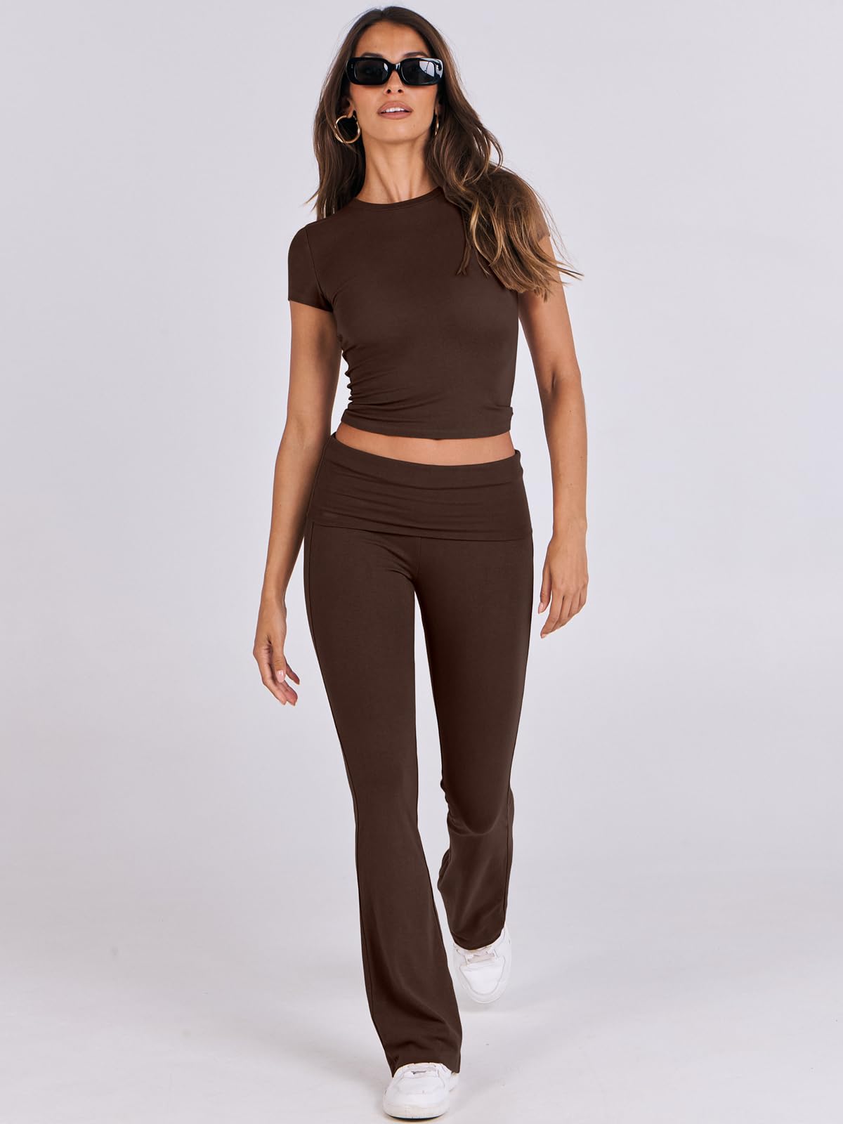 ANRABESS 2 Piece Lounge sets for Women Brown M