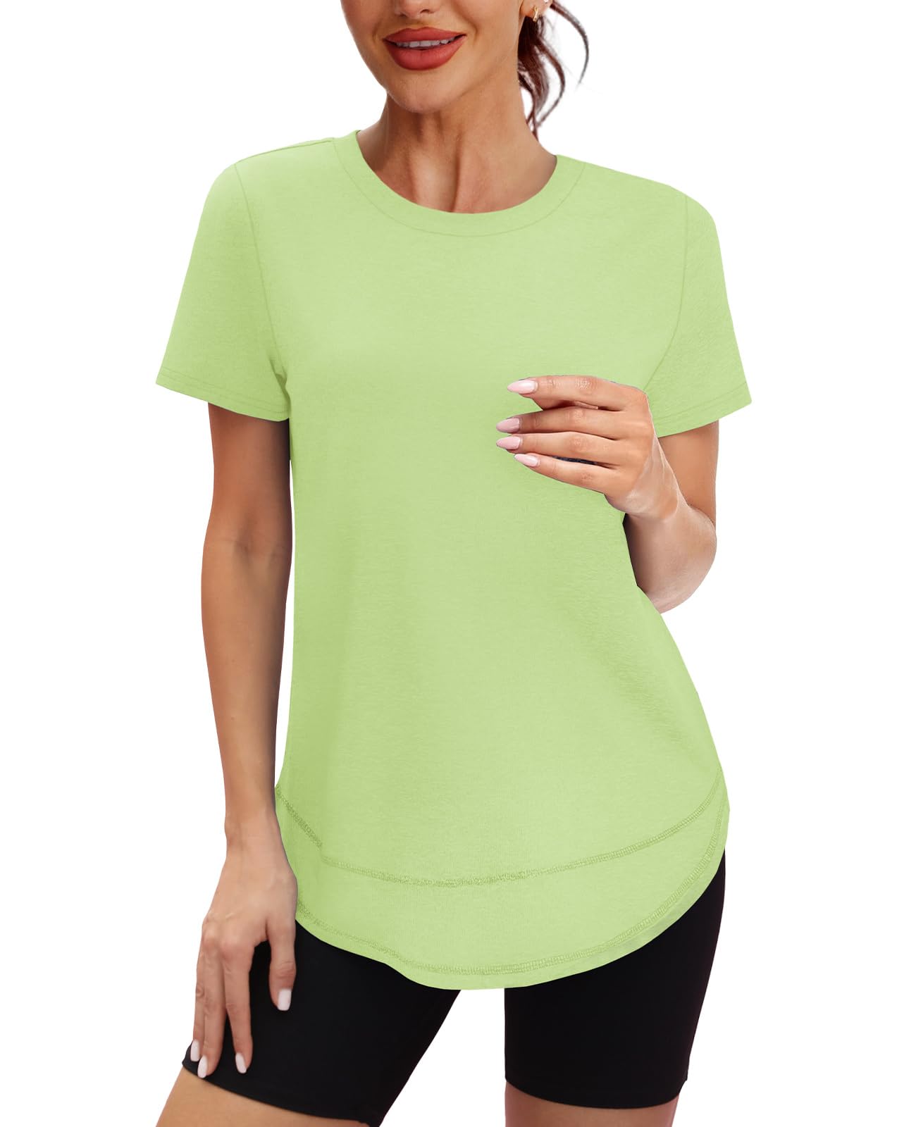 Spring Summer Tops for Women Short Sleeve Hiking Shirts Athleisure Golf Shirt Beach Fashion Curved Hem Loose Fit Blue XXL