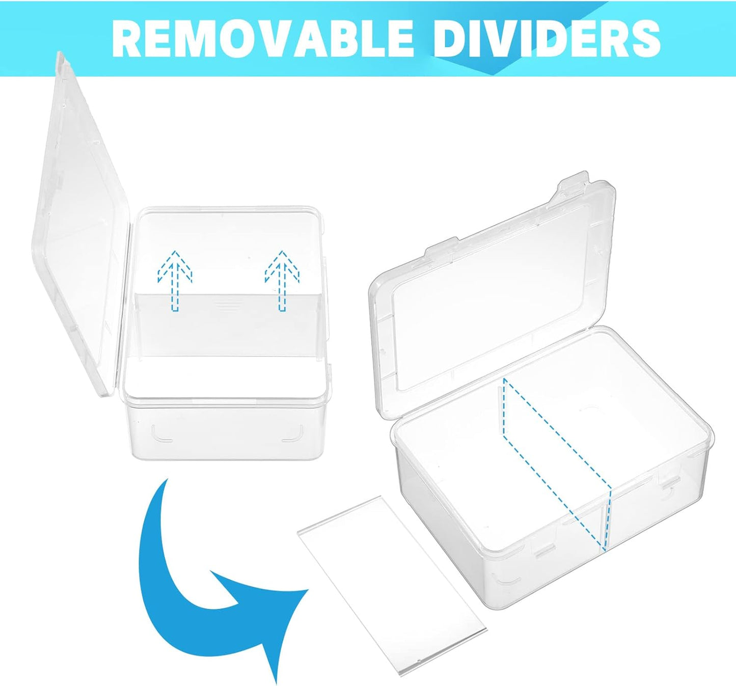 Vicenpal 300 Card Storage Box - Clear Plastic Trading Card Case with Removable Divider | Organizer for MTG, Baseball, Football (4 Pcs)