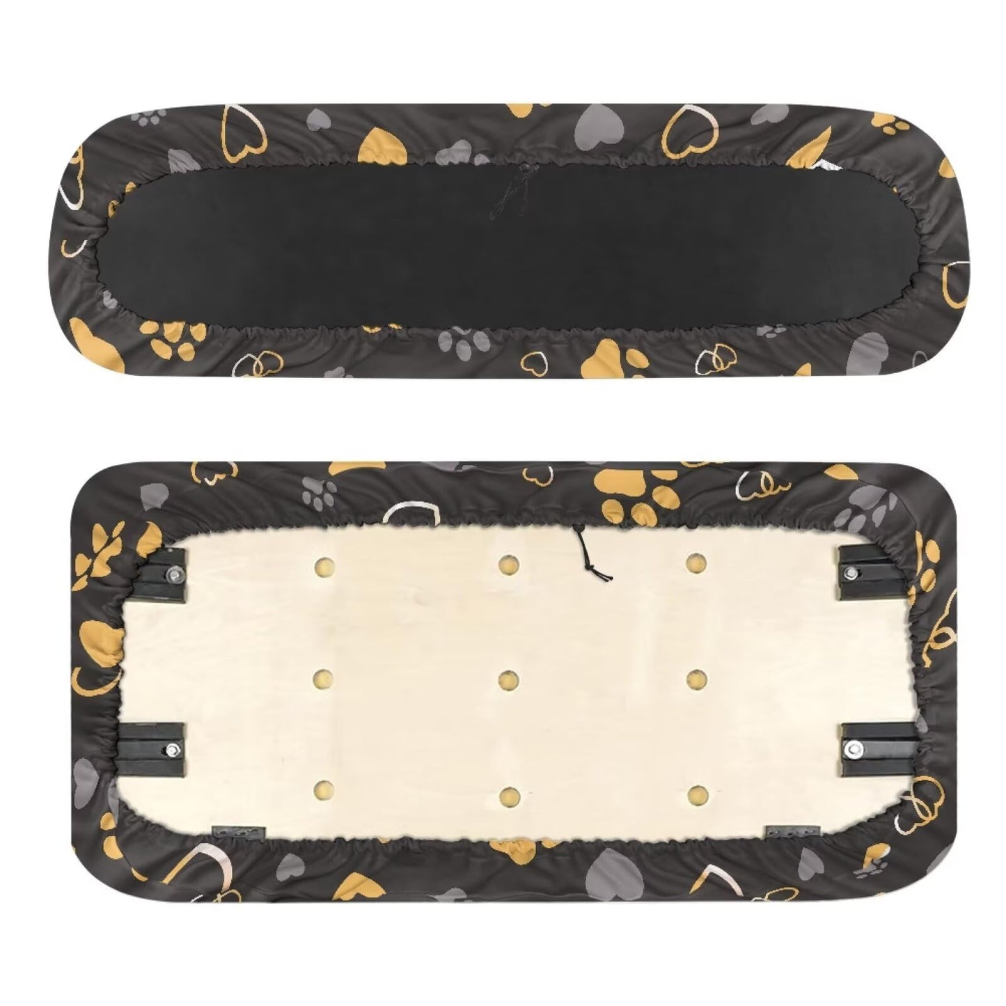 Darisoco Dog Paw Black Golf Cart Seat Covers Replacement - Universal Fit for EZGO TXT/RXV & Club Car Precedent, Anti-Slip Design with Elastic Edges, Durable Outdoor Protection