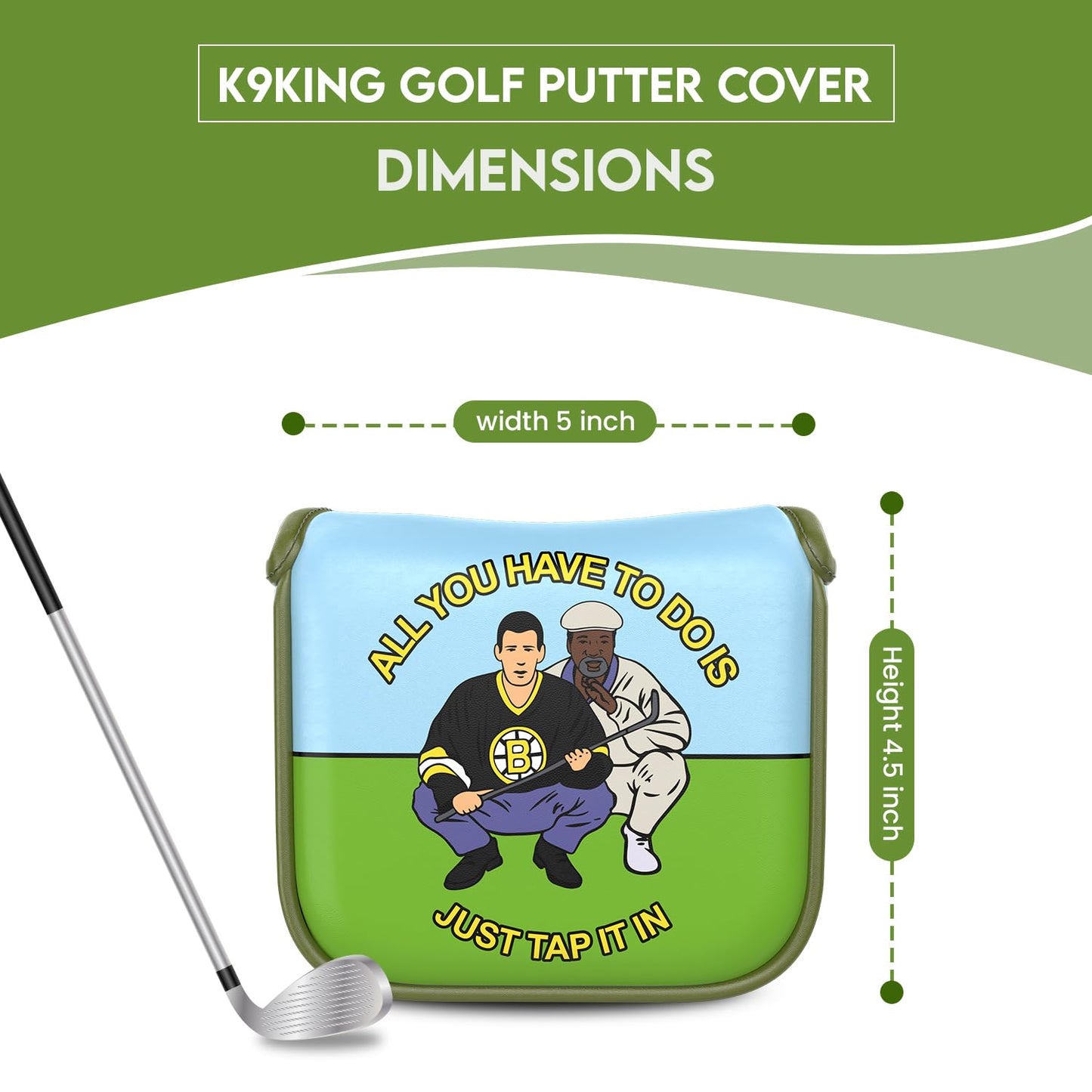 Golf Putter Cover, Protective Golf Club Covers and Mallet Putter Headcover for Odyssey, Magnetic Closure Golf Blade Putter Cover (Tap Tap TapaRoo Putt Cover)