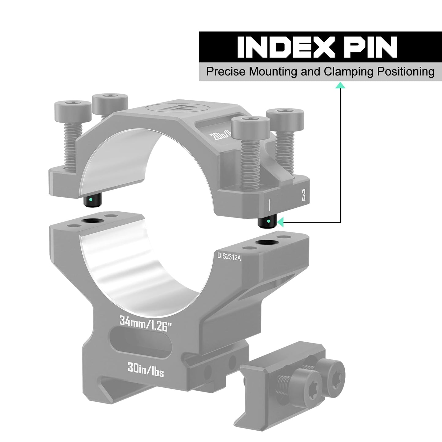 DISCOVERYOPT 7075 Series Aluminum 34mm Scope Rings - Medium Profile 34mm Scope Mount for Picatinny Rail…