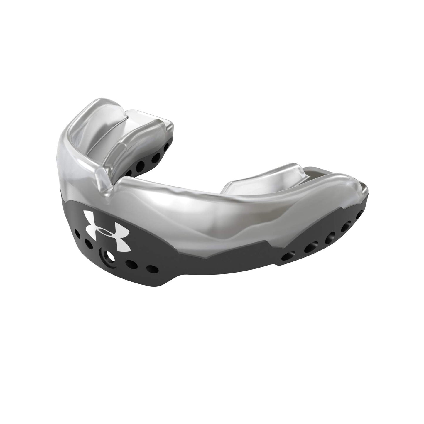 Under Armour Gameday Elite Mouth Guard for Football, Lacrosse, Basketball, Hockey, Boxing etc. Sports Mouthguard. Includes Detachable Helmet Strap. Protectar Bucal, OSFA, Black