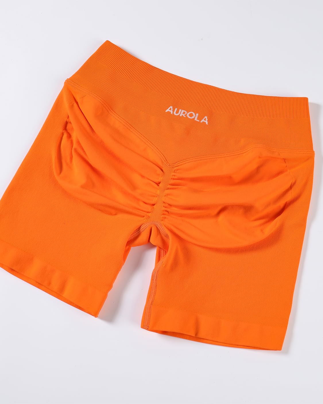 AUROLA Influence Collection Workout Shorts for Women,No Roll Up Squat Proof New Scrunch Seamless Compression Gym Short, Persimmon Orange, M