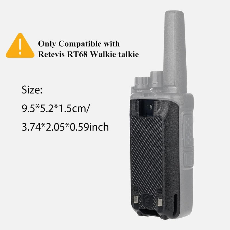Retevis RT68 Walkie Talkie Battery,1200mAh 3.7V Original Li-ion Battery,Compatible with Retevis RT68 Two Way Radios (6 Pack)