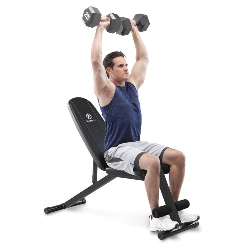 Marcy Multi-Position Workout Utility Bench for Home Gym Weightlifting and Strength Training SB-10115, Black