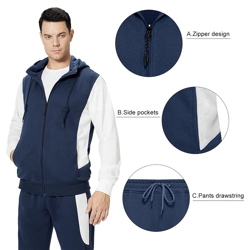 MANTORS Men's Activewear Full Zip Warm Tracksuit Sports Set Casual Sweat Suit TZ101 Blue XL