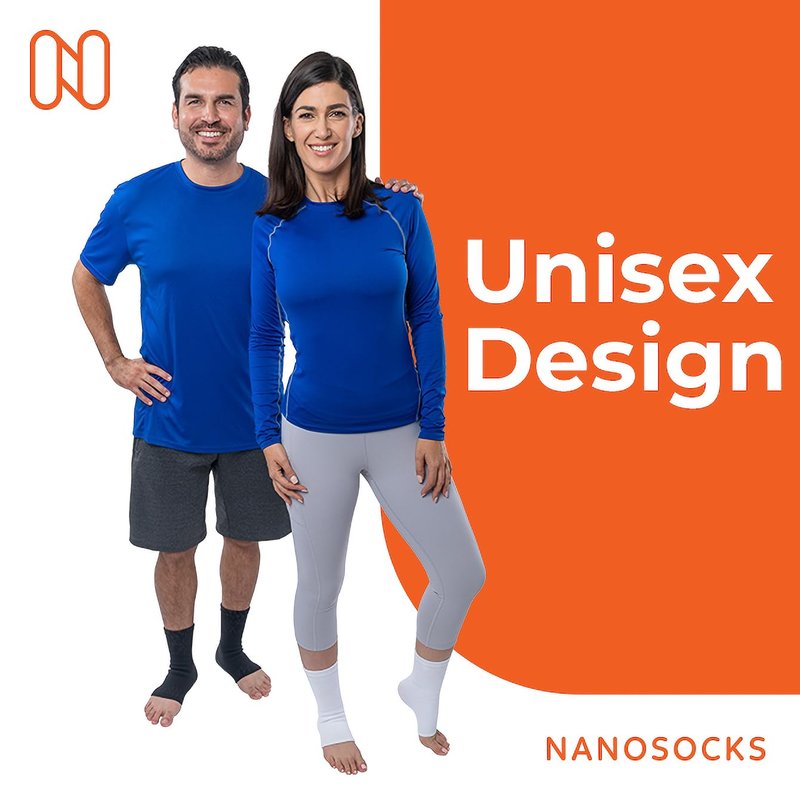 NanoSocks Compression Socks for Women & Men (1 Pair) - BEST Ankle Brace Support Sleeve for Neuropathy, Plantar Fasciitis, Diabetic Foot Nerve Pain Relief - Toeless (Medium, Black)