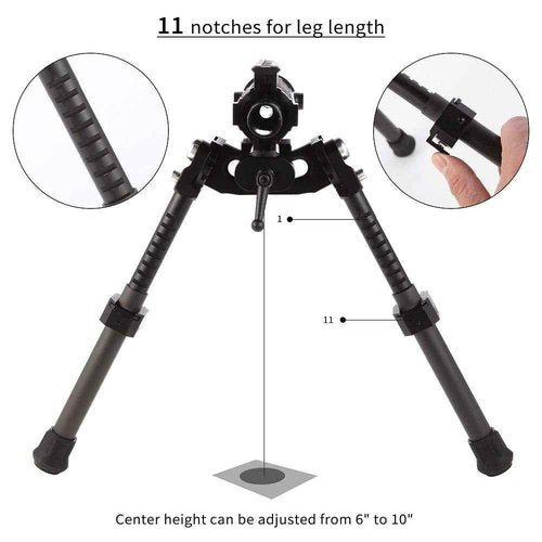 Ajoite 8" - 12" Adjustable Bipod, Heavy Duty Carbon Fiber Tactical Rifle Bipod, Picatinny/Weaver Rail Mount Base