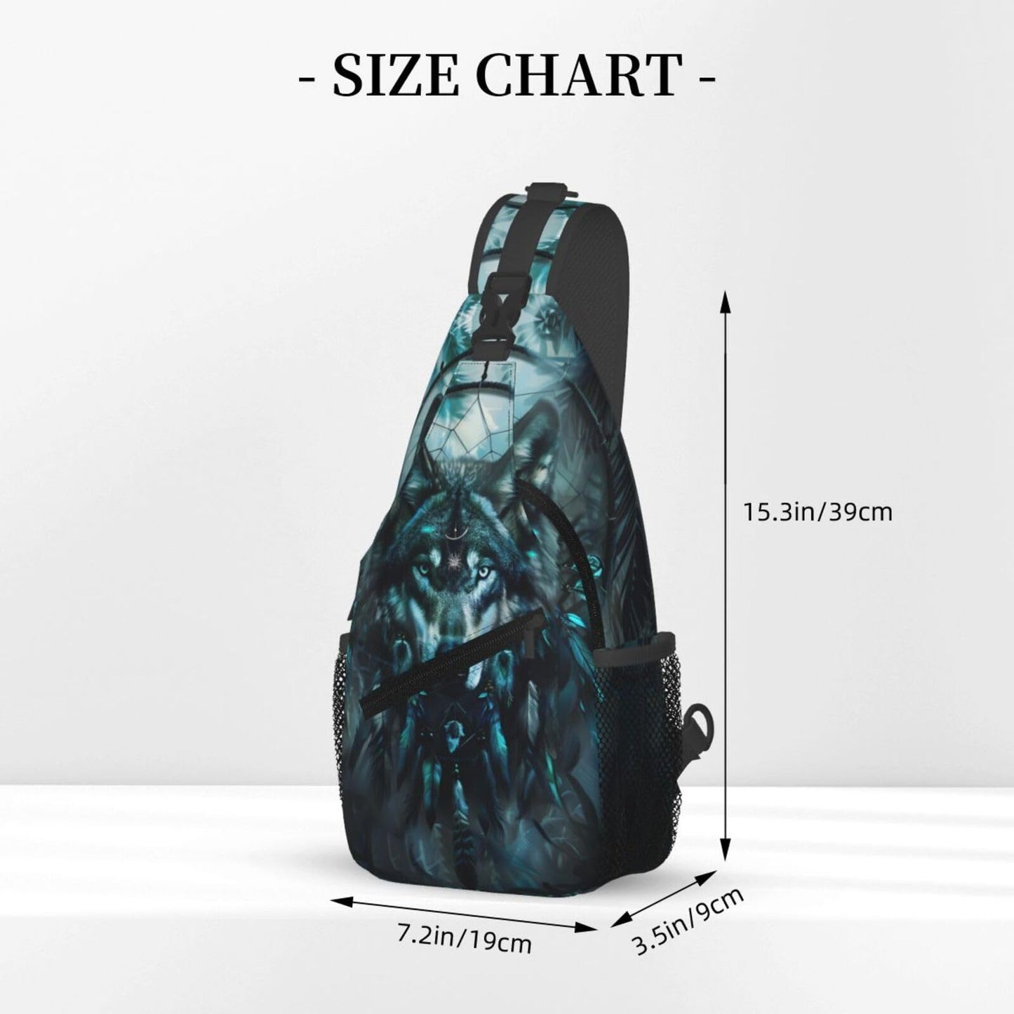 Wolf Dream Catcher Sling Backpack Chest Bag Crossbody Shoulder Bag Gym Cycling Travel Hiking Daypack For Men Women