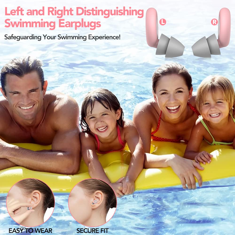 Waterproof Swimming Ear Plugs for Adults - 3 Pairs of Reusable Soft Silicone Swim Earplugs,Perfect for Surfing, Diving,Pool,Showering and Other Water Sports - Keep Water Out and Ear Protection