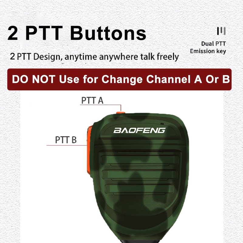 BAOFENG BF-F8HP Waterproof Microphone Speaker for Radio Handheld Mic Upgrade of Original BF Mic for GMRS GM-5RH 2Pin K Mic Camo Compatible with UV-K5 GRMS GM-5RH Radio