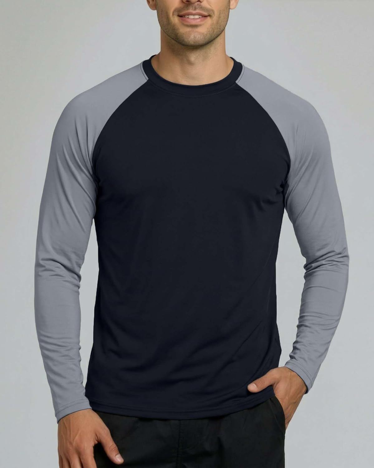 Real Essentials Men's Long Sleeve Rash Guard Shirt - UPF 50+ UV Sun Protection | Quick Dry, Big & Tall