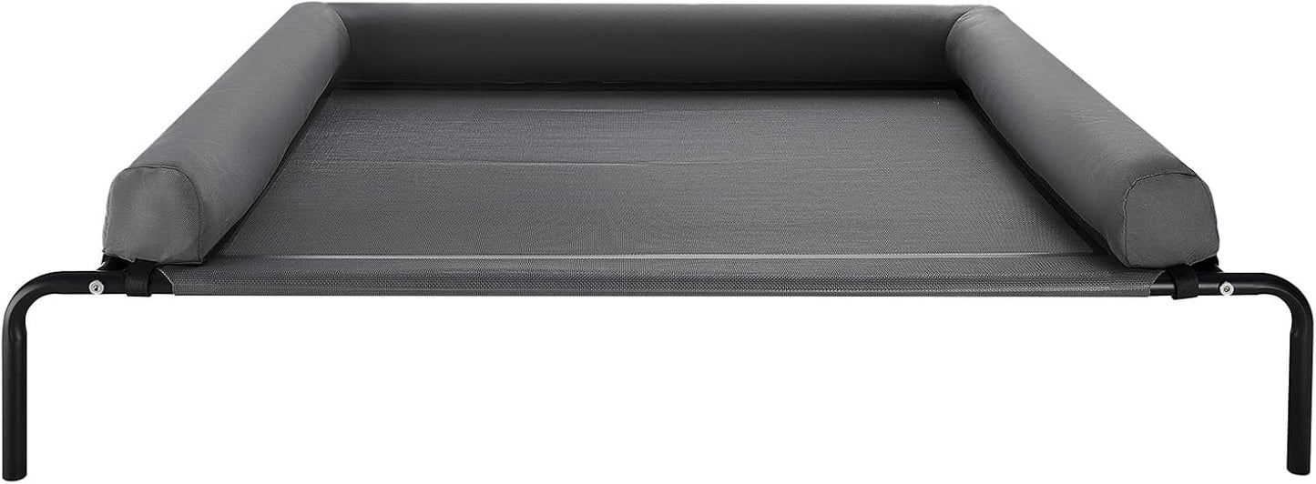 Elevated Dog Bed for Large Dogs - Portable Raised Cot with Washable Pillow | XL Gray, Steel Frame & Breathable Mesh