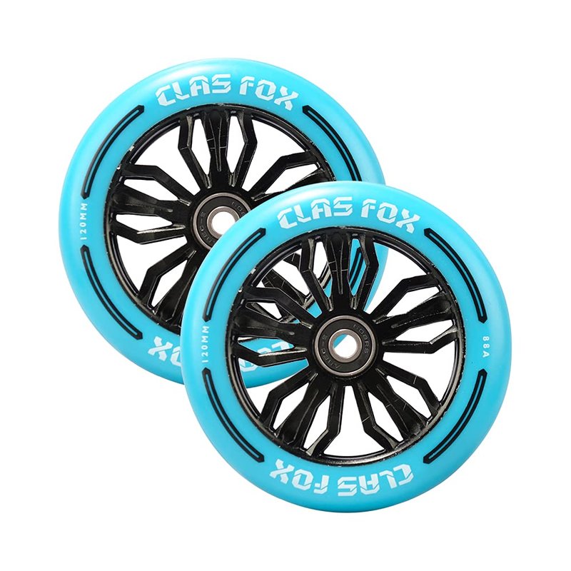 CLAS FOX Pro Scooter Wheels 120x24mm Set of 2 Pro Scooter Wheels with ABEC-9 Bearings (Blue-Black)
