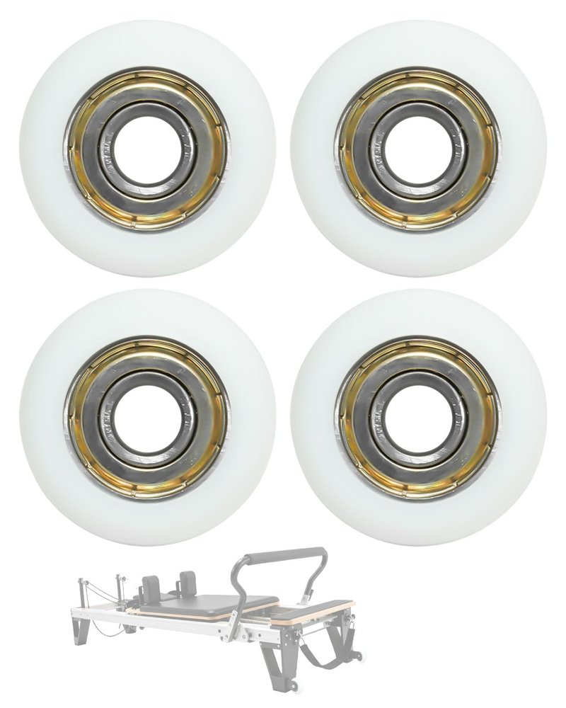 Replacement Roller Wheels Compatible with Aero Pilates Reformer Machine, Pilates Reformer Replacement Parts, White, 4 Pcs